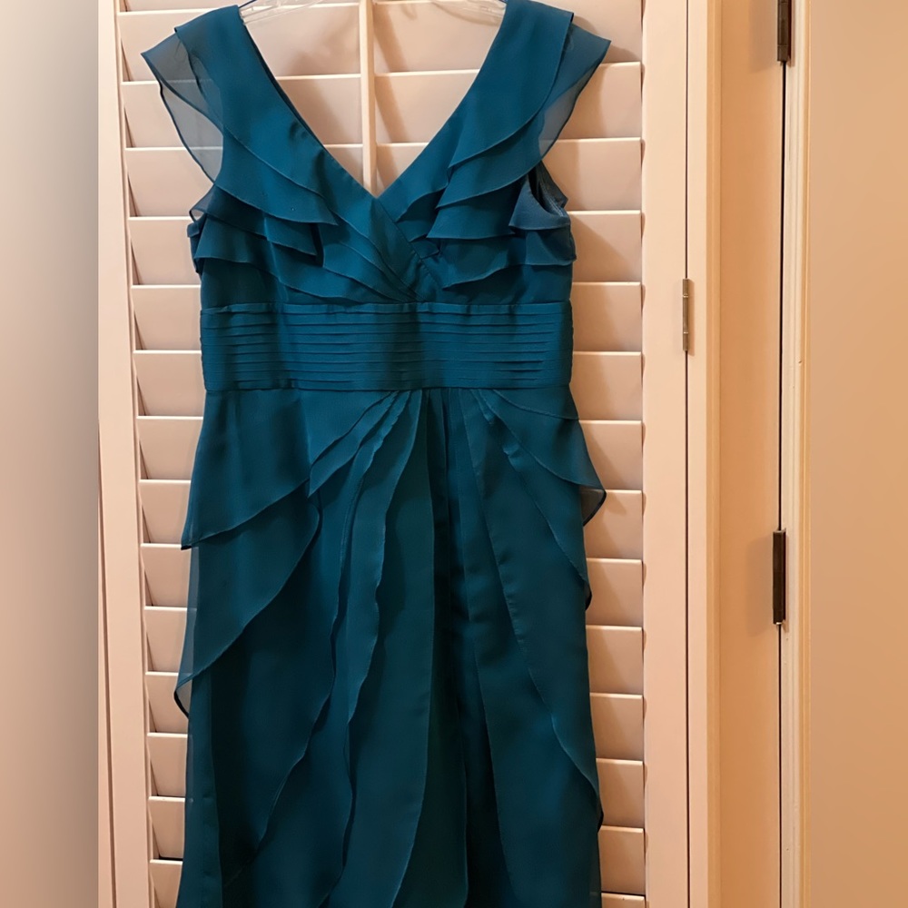 Teal colored Adriana Papell cocktail dress